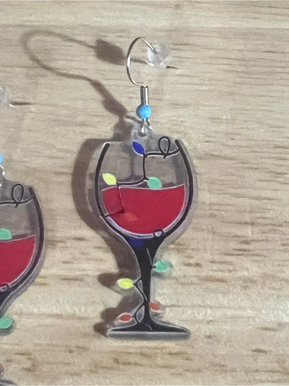 Festive Red Wine Glass Earrings - Holiday Party Accessory E136